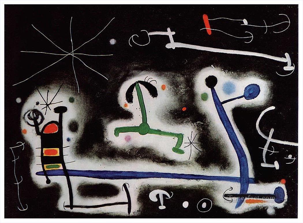 Characters and Birds Party for the Night That Is Approaching Joan Miro Oil Paintings
